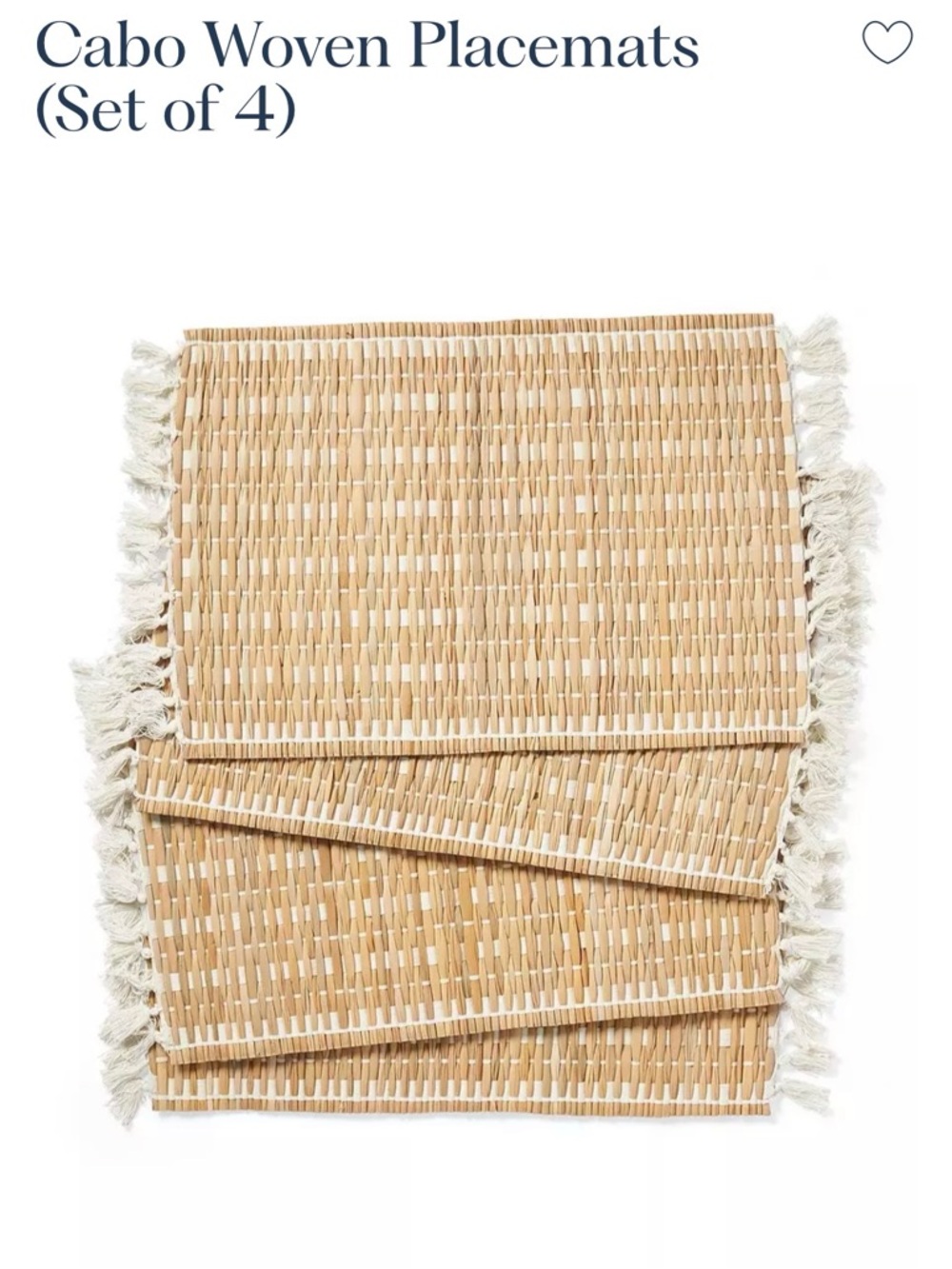 Serena & Lily Beige Woven Placemats White Fringe